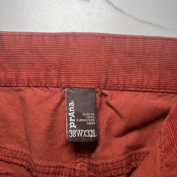 Prana Corduroy Pants Mens 38x32 (37x29) Rust Straight Leg Stretch Outdoors EUC - Picture 4 of 13